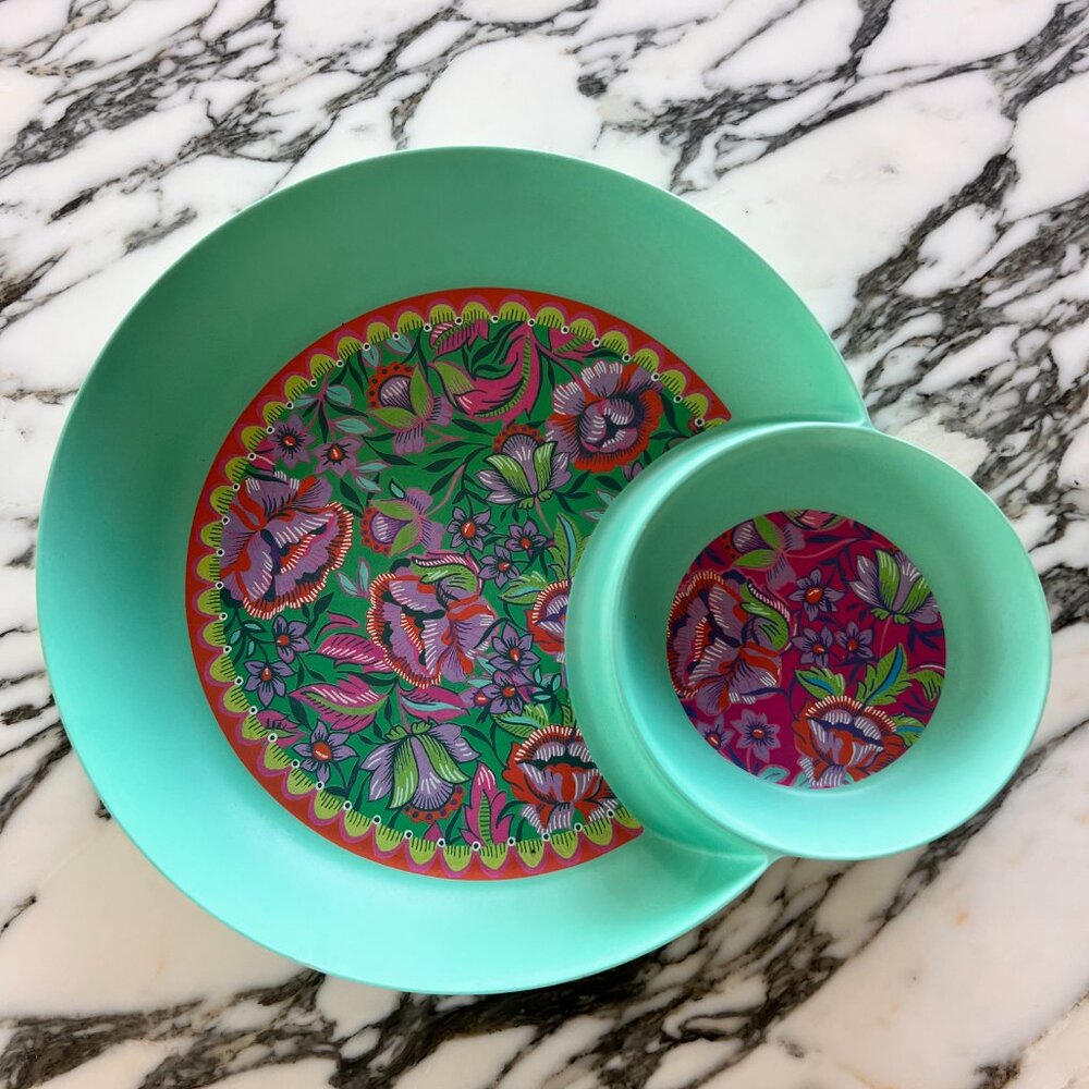 Brand New Anthropologie Alexandra Farmer The Flock Melamine Chip & Dip Platter